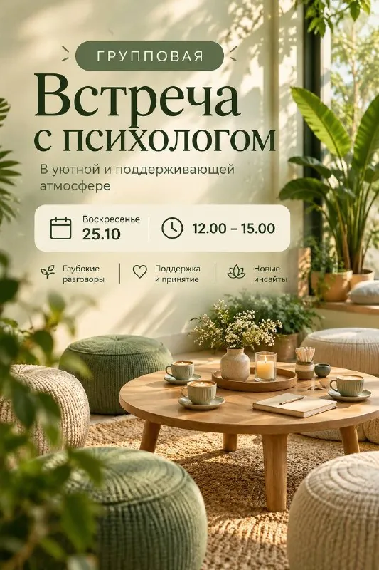 Групповая встреча с психологом — афиша