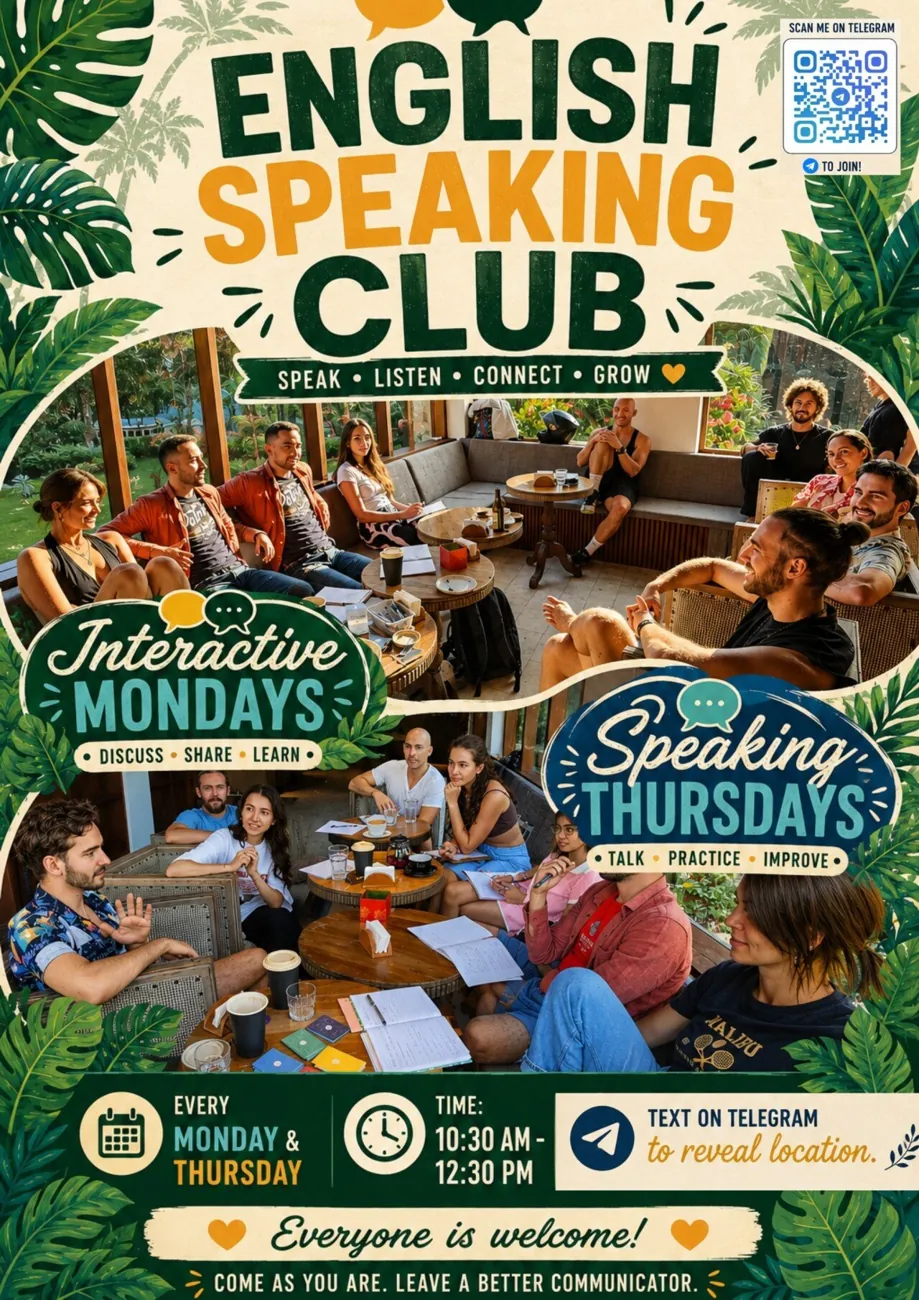 English Speaking Club, Ubud — афиша