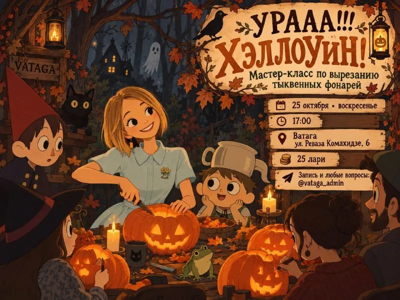 Вырезание тыквенных фонарей — афиша