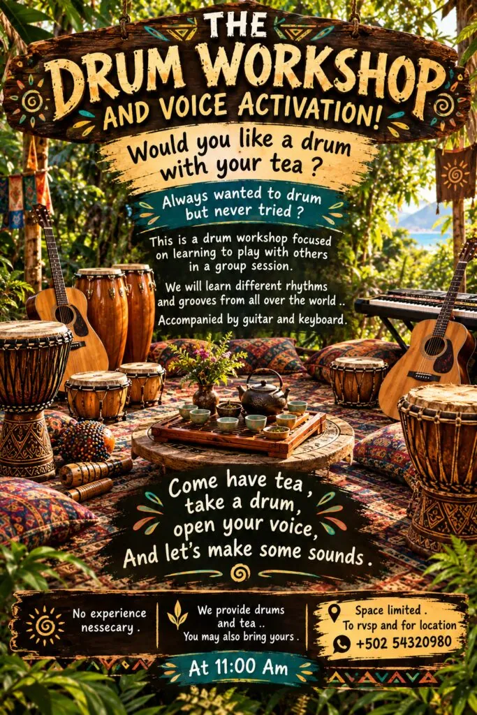Afternoon Drum Workshop & Tea w/ Benny — афиша