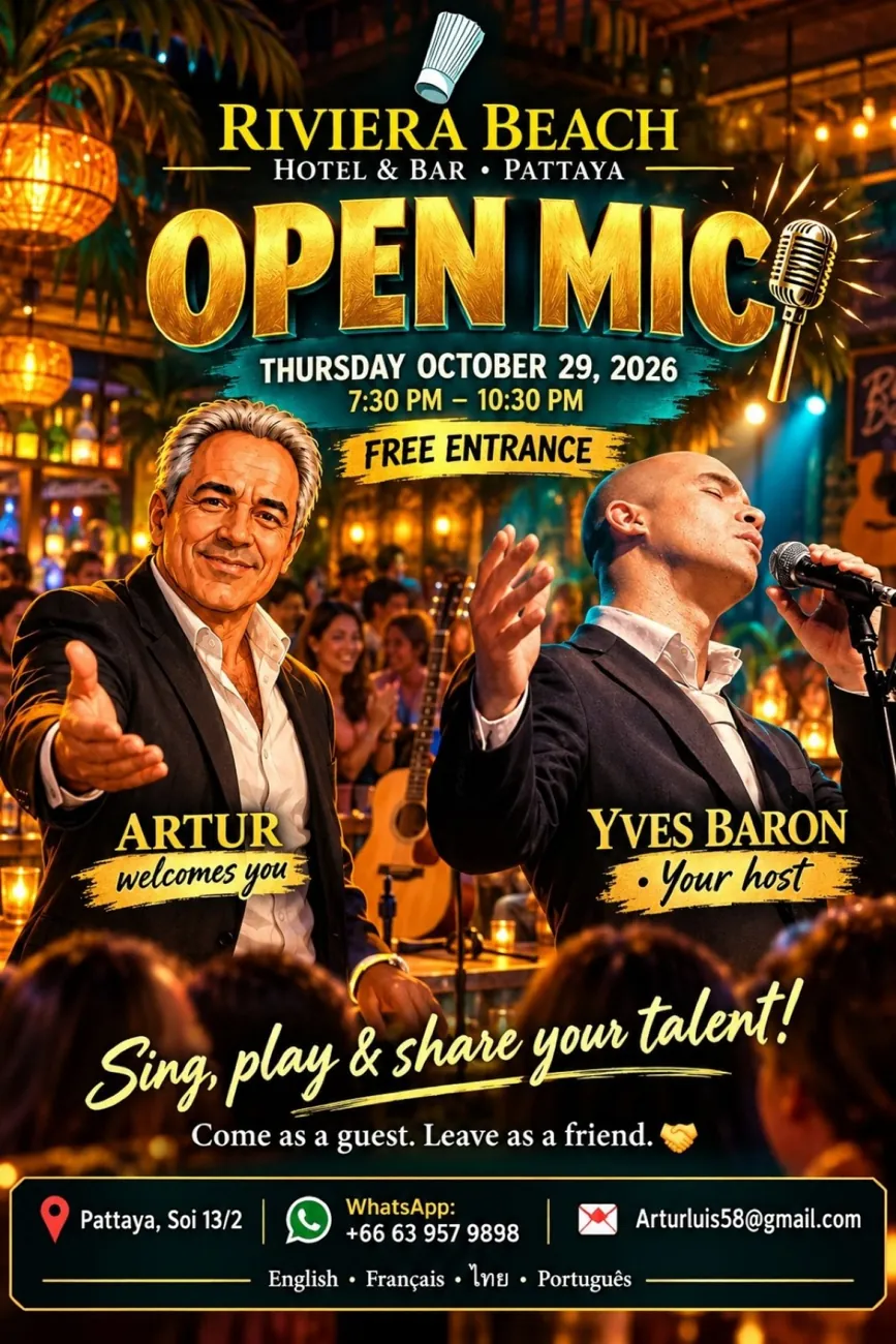 OPEN MIC THURSDAY RIVIERA BEACH PATTAYA — афиша