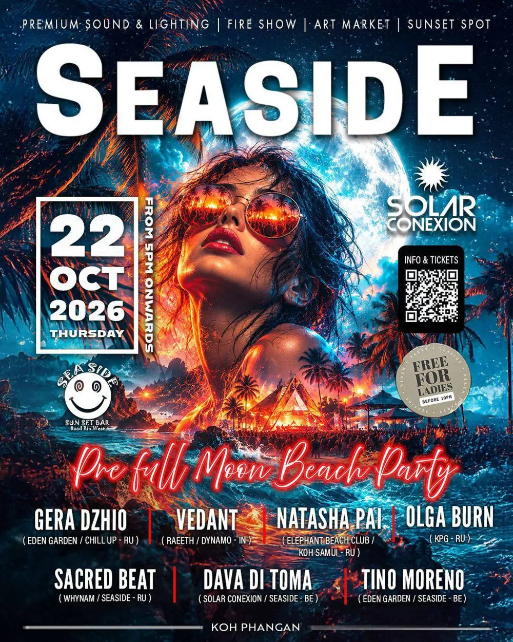 Seaside Pre Full Moon Beach Party — афиша