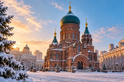 Центральная улица и Софийский собор в Харбине