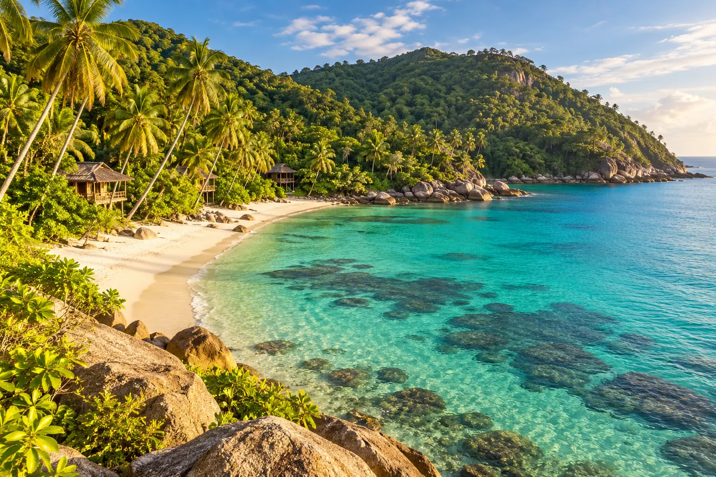 Хаад Кхом — это Coconut Beach? И с какой стороны там кораллы?